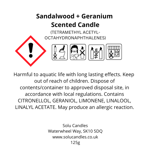 Sandalwood + Geranium Soy Wax Candle